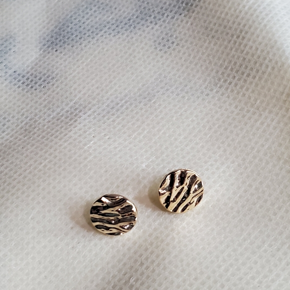 Gold round stud earrings, gold plated - Picture 1 of 1